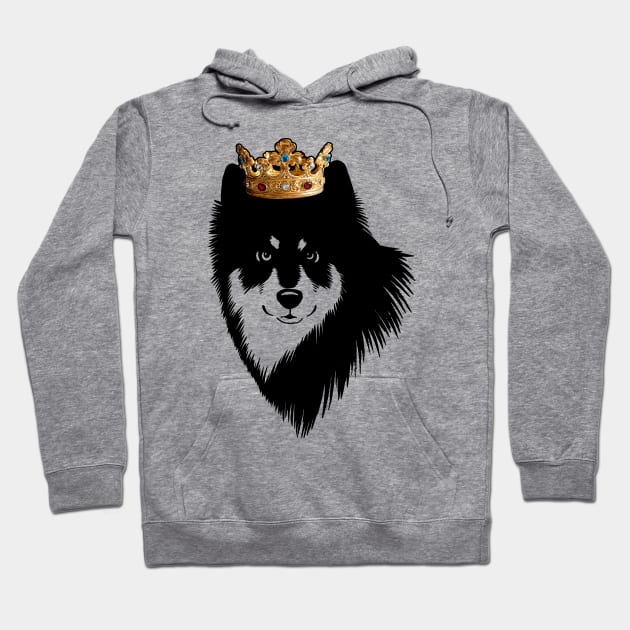 Finnish Lapphund Dog King Queen Wearing Crown Hoodie by millersye